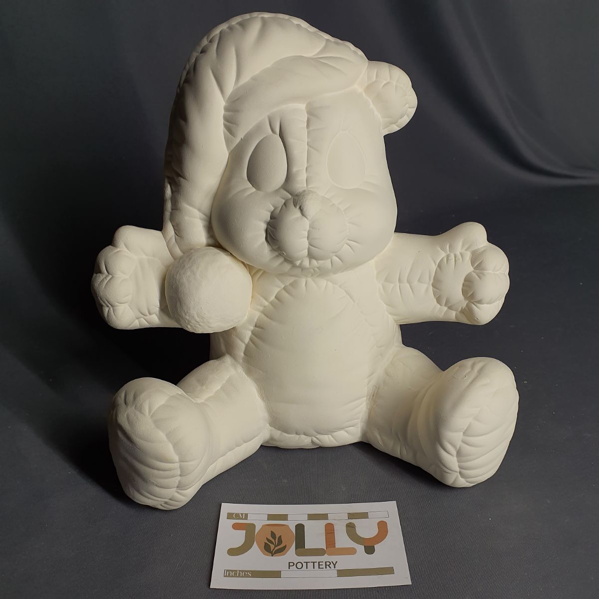 Stiched Teddy Bear with Holiday Hat