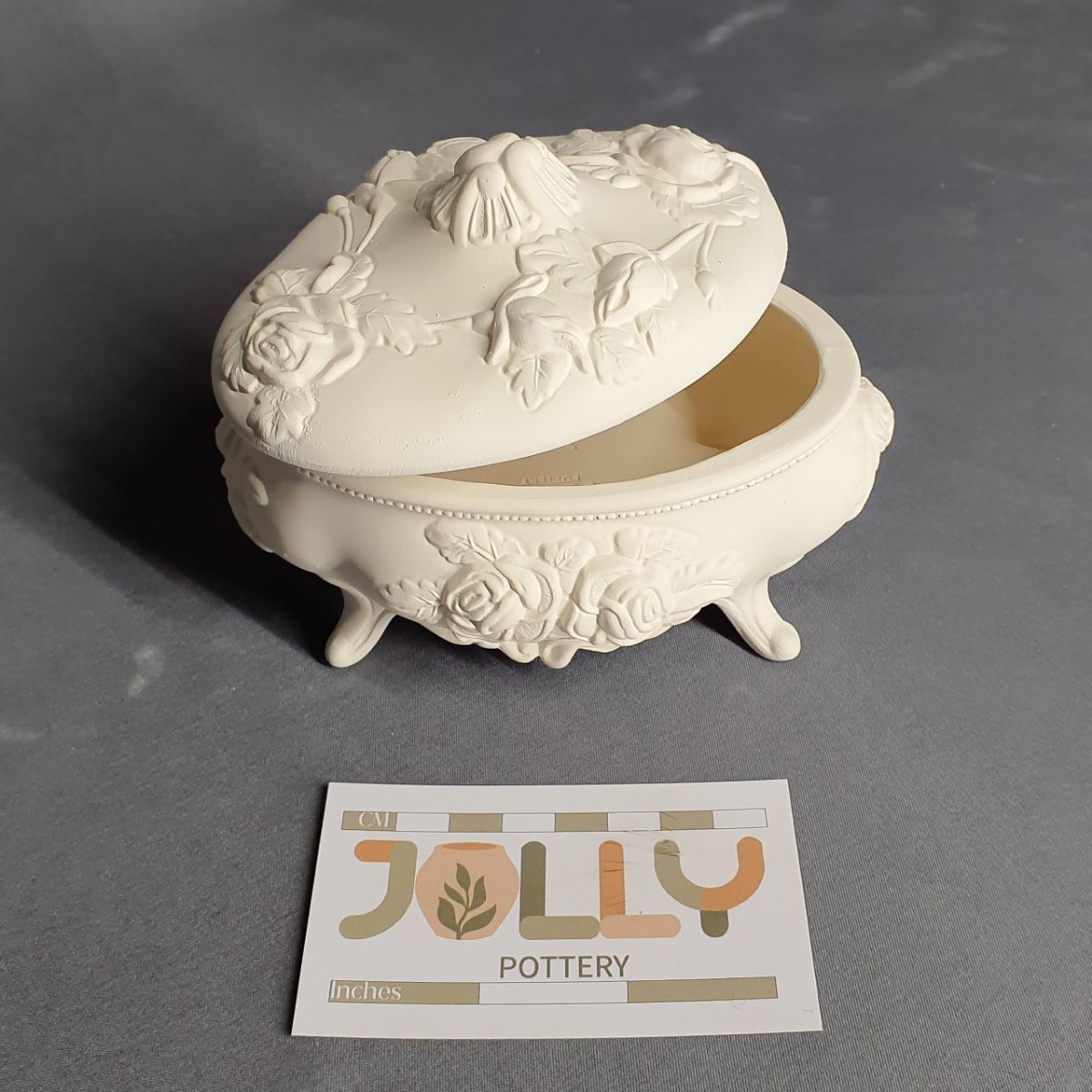 Oval Jewelry Box with Roses Design