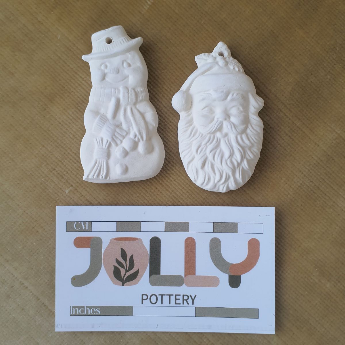 Half Size Santa and Snowman Ornaments