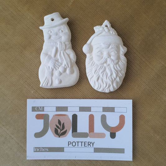 Half Size Santa and Snowman Ornaments